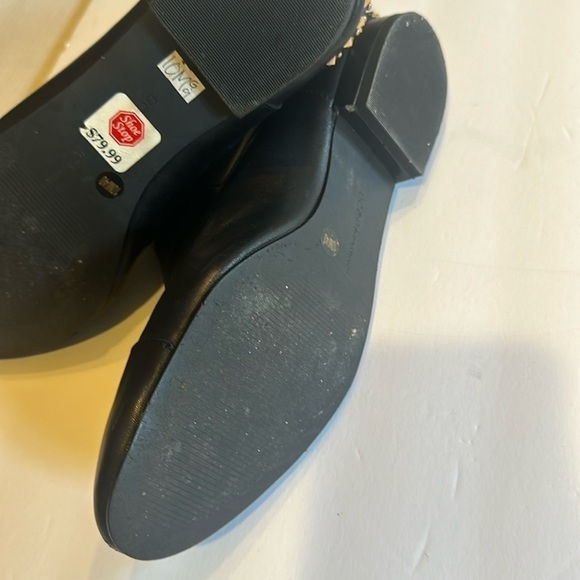 BCBG Logann ankle black booties gold dots & spikey embellishments leather upper - Picture 6 of 9